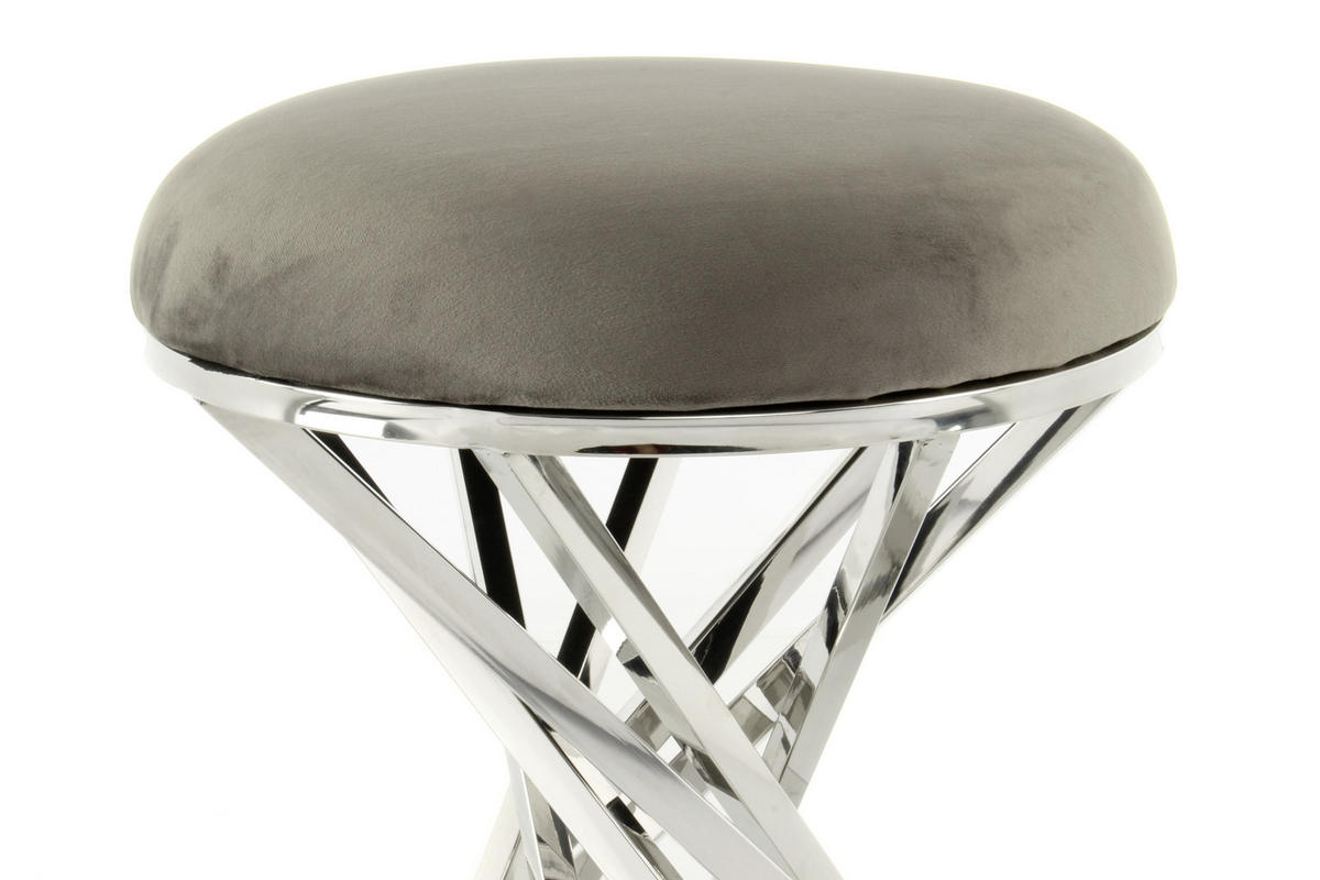 HOCKER Samt Grau, Silberfarben  - Silberfarben/Grau, Trend, Textil/Metall (40/49/40cm) - Kayoom
