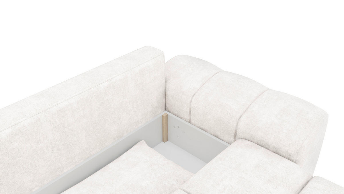 BIGSOFA Chenille Creme  - Creme/Schwarz, KONVENTIONELL, Kunststoff/Textil (266/89/104cm) - Carryhome