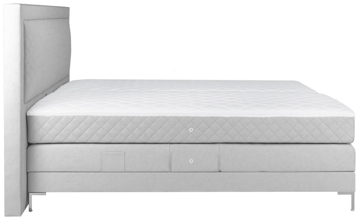 BOXSPRINGBETT 160/200 cm  in Hellgrau  - Hellgrau/Alufarben, Design, Textil/Metall (160/200cm) - Welnova