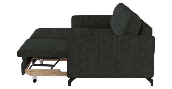 ECKSOFA in Flachgewebe, Leinenoptik Anthrazit  - Anthrazit/Schwarz, Design, Textil/Metall (170/242cm) - Xora