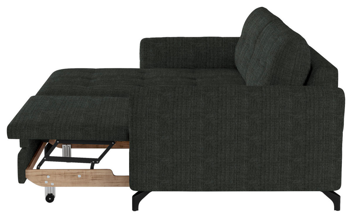 ECKSOFA in Flachgewebe, Leinenoptik Anthrazit  170/242 cm  - Anthrazit/Schwarz, Design, Textil/Metall (170/242cm) - Xora