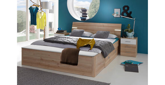 BETT 180/200 cm in Buchefarben - Buchefarben/Schwarz, KONVENTIONELL, Holzwerkstoff/Kunststoff (180/200cm) - Carryhome