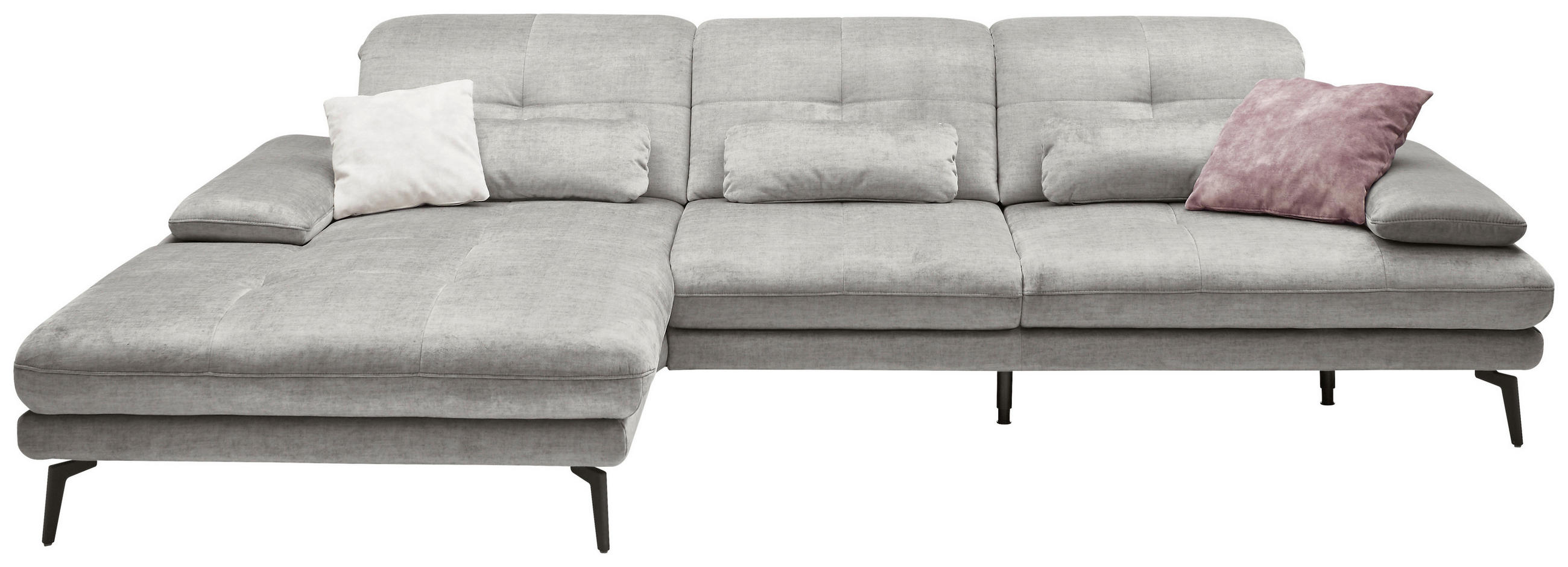 ECKSOFA Alufarben Velours  - Schwarz/Alufarben, KONVENTIONELL, Textil/Metall (192/329cm) - SetOne by Musterring