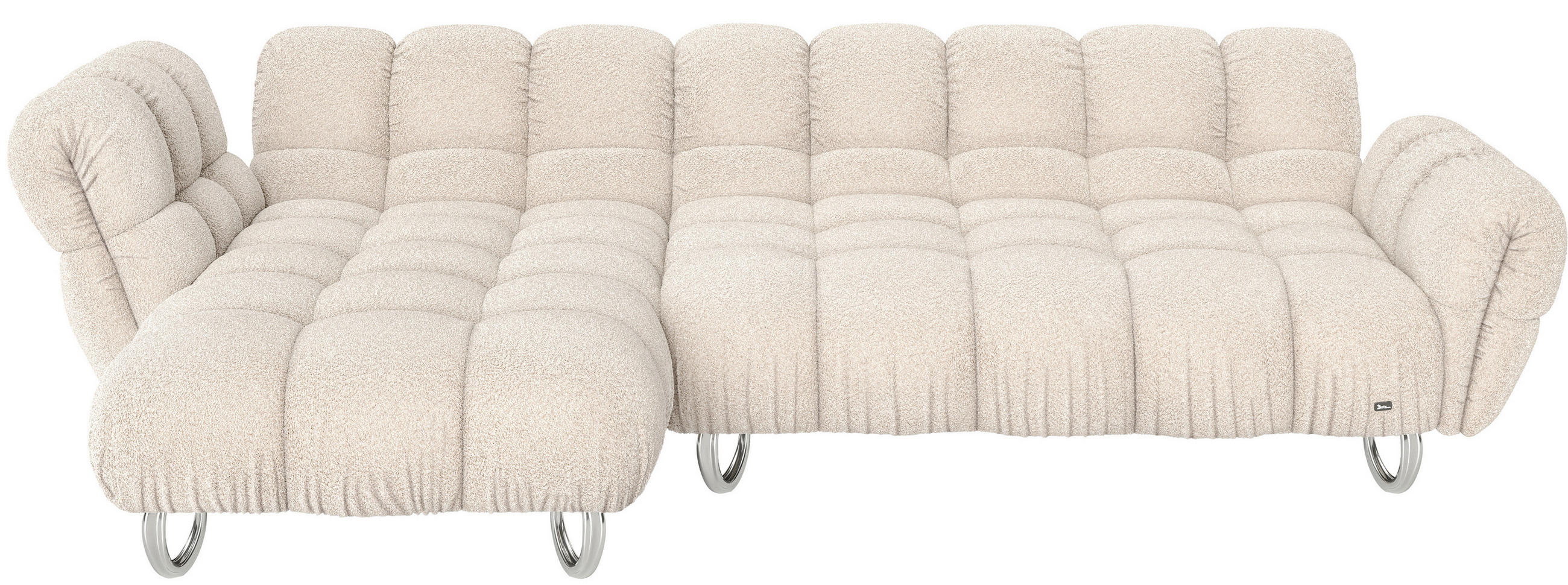ECKSOFA BALAAO in Jacquard, Bouclé Greige  188/303 cm  - Greige/Alufarben, Trend, Textil/Metall (188/303cm) - Bretz