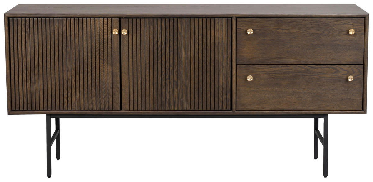 SIDEBOARD 160/75/42 cm  - svart/mörkbrun, Design, metall/trä (160/75/42cm) - Rowico
