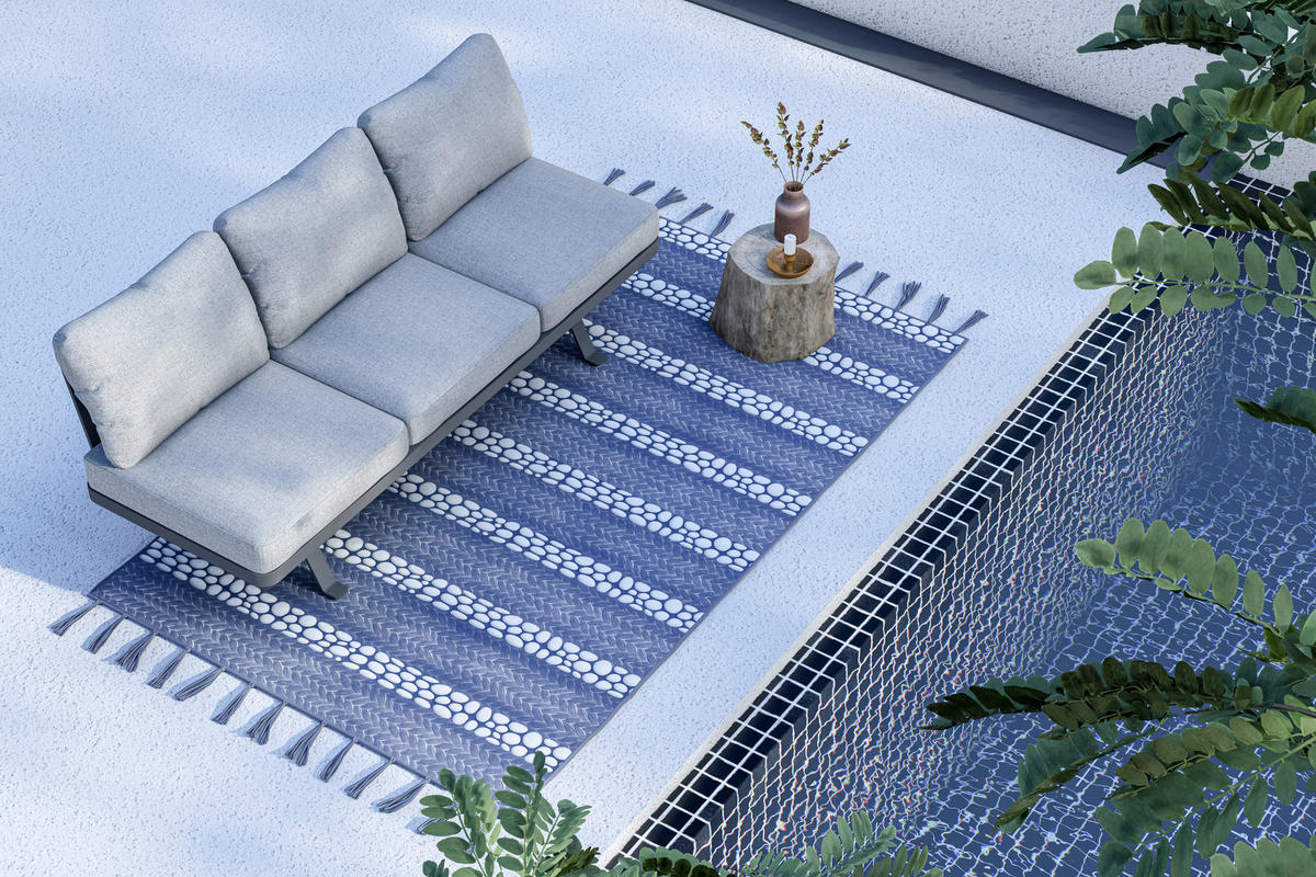 LOUNGESOFA 207/78/70 cm Aluminium, Edelstahl  - Anthrazit/Graphitfarben, Design, Textil/Metall (207/78/70cm) - Zebra 