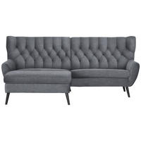 ECKSOFA in Mikrofaser Grau  165/237 cm  - Schwarz/Grau, Design, Holz/Textil (165/237cm) - Stylife