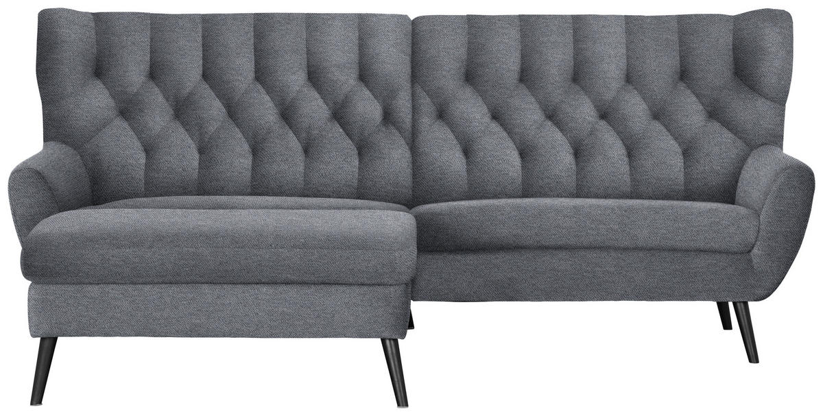 ECKSOFA in Mikrofaser Grau  165/237 cm  - Schwarz/Grau, Design, Holz/Textil (165/237cm) - Stylife
