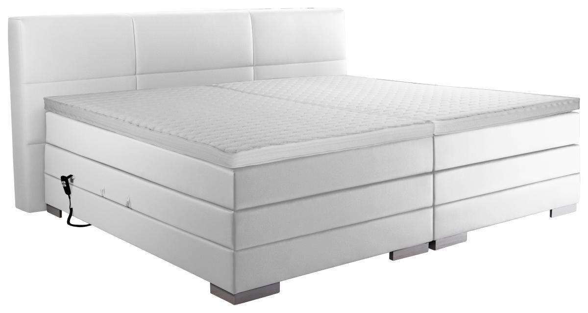 BOXSPRINGBETT 200/200 cm  in Weiß  - Silberfarben/Weiß, MODERN, Holzwerkstoff/Textil (200/200cm) - Livetastic