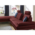 ECKSOFA in Echtleder Brombeere  195/308 cm  - Brombeere/Schwarz, Design, Leder/Metall (195/308cm) - Dieter Knoll