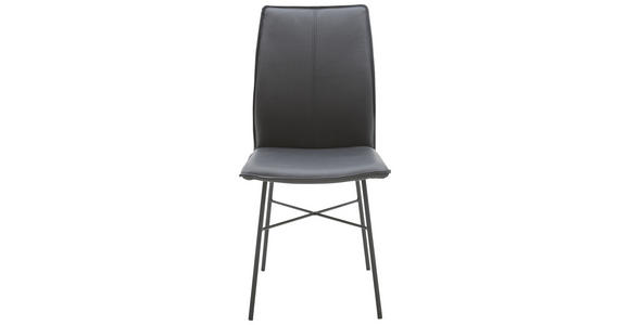 STUHL in Eisen Echtleder pigmentiert Metall, Leder - Schwarz, Design, Leder/Metall (46/93/57cm) - Dieter Knoll