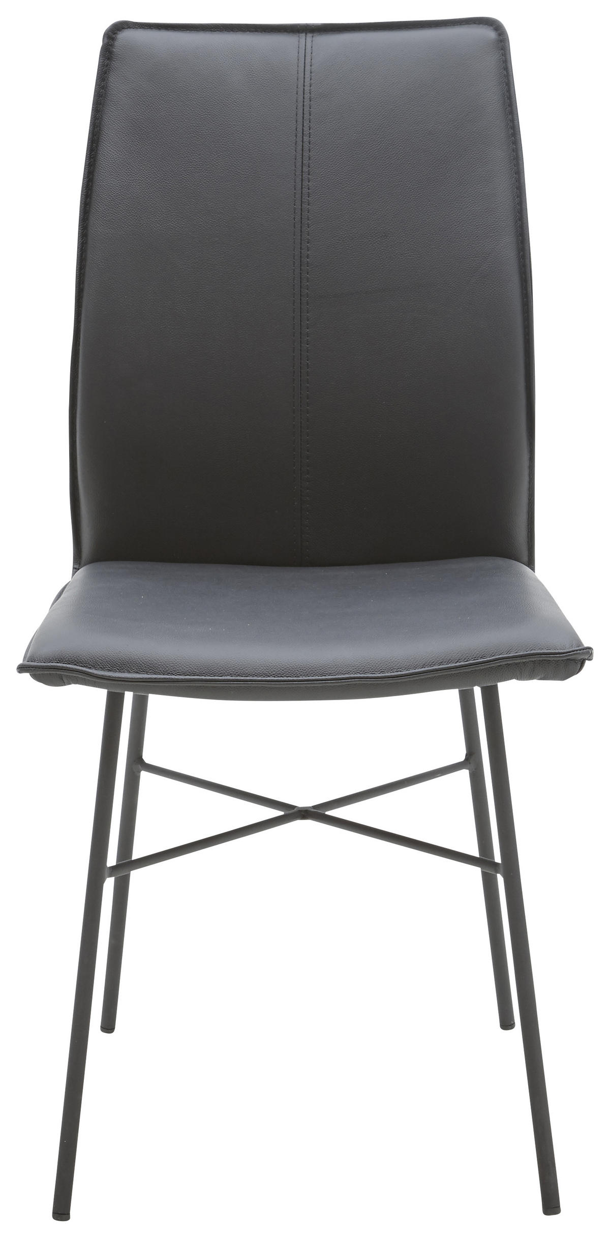 STUHL  in Eisen Echtleder pigmentiert  - Schwarz, Design, Leder/Metall (46/93/57cm) - Dieter Knoll