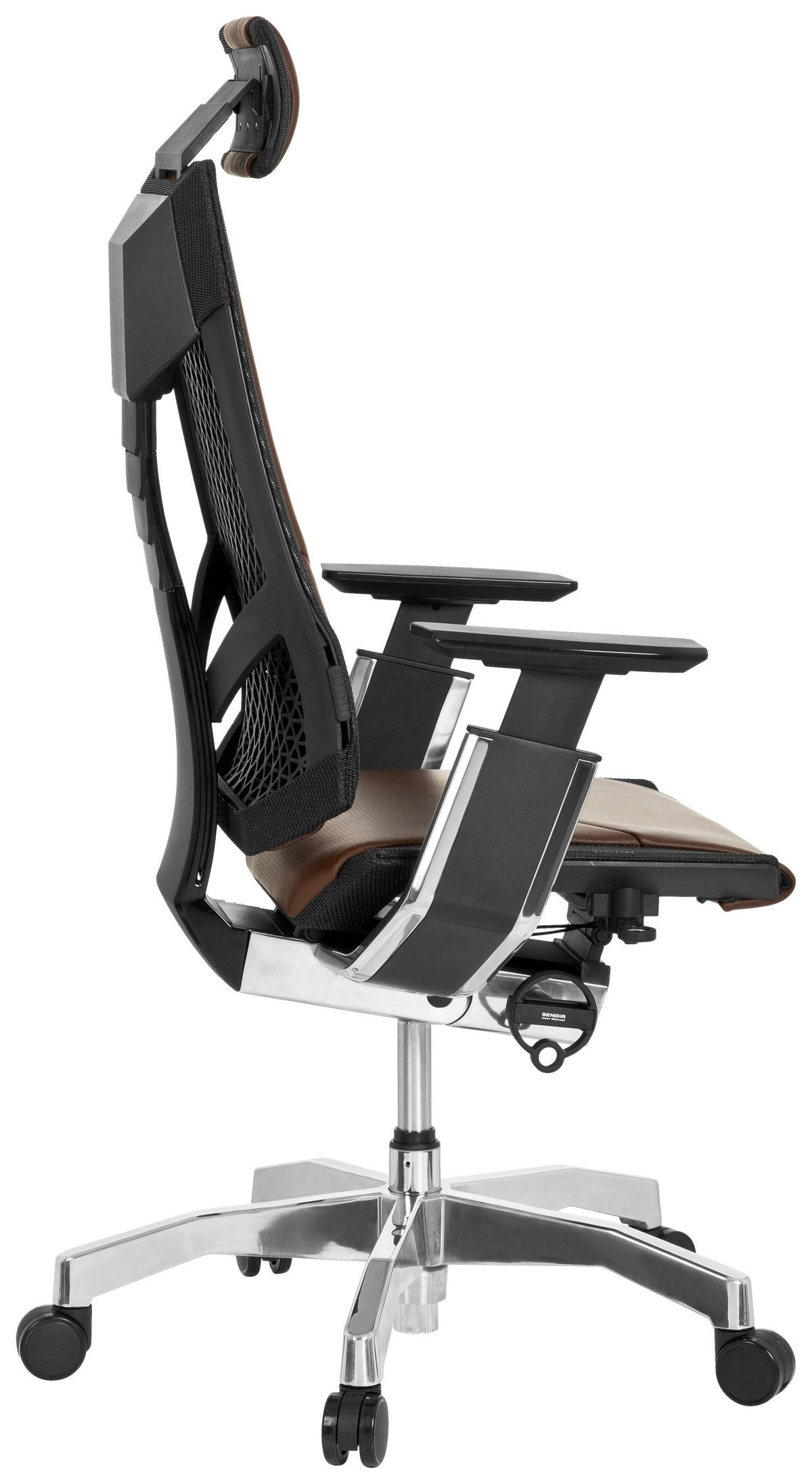 SNURRSTOL  i brun, svart  - aluminiumfärg/brun, Modern, metall/läder (57/119/46cm) - MID.YOU
