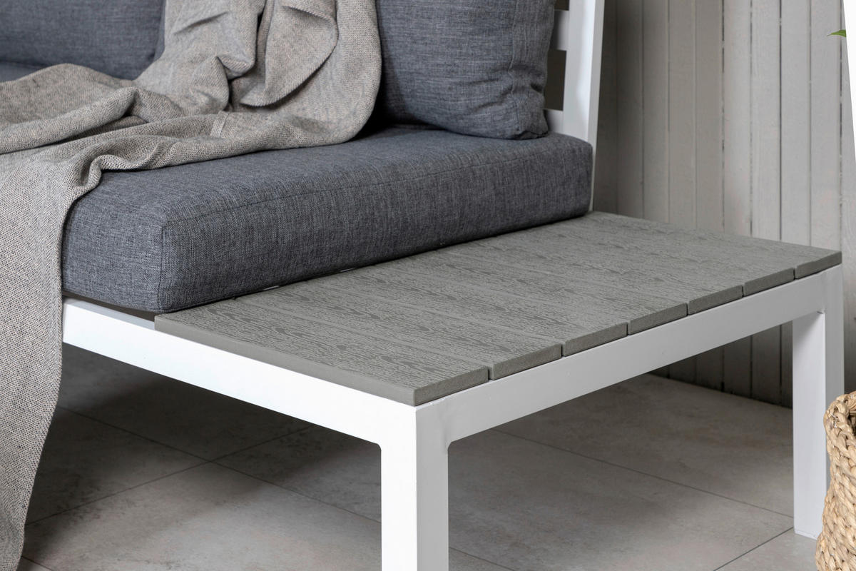 LOUNGEGARNITUR 133/167 cm Aluminium  - Weiß, KONVENTIONELL, Metall (133/167cm) - Gardenson