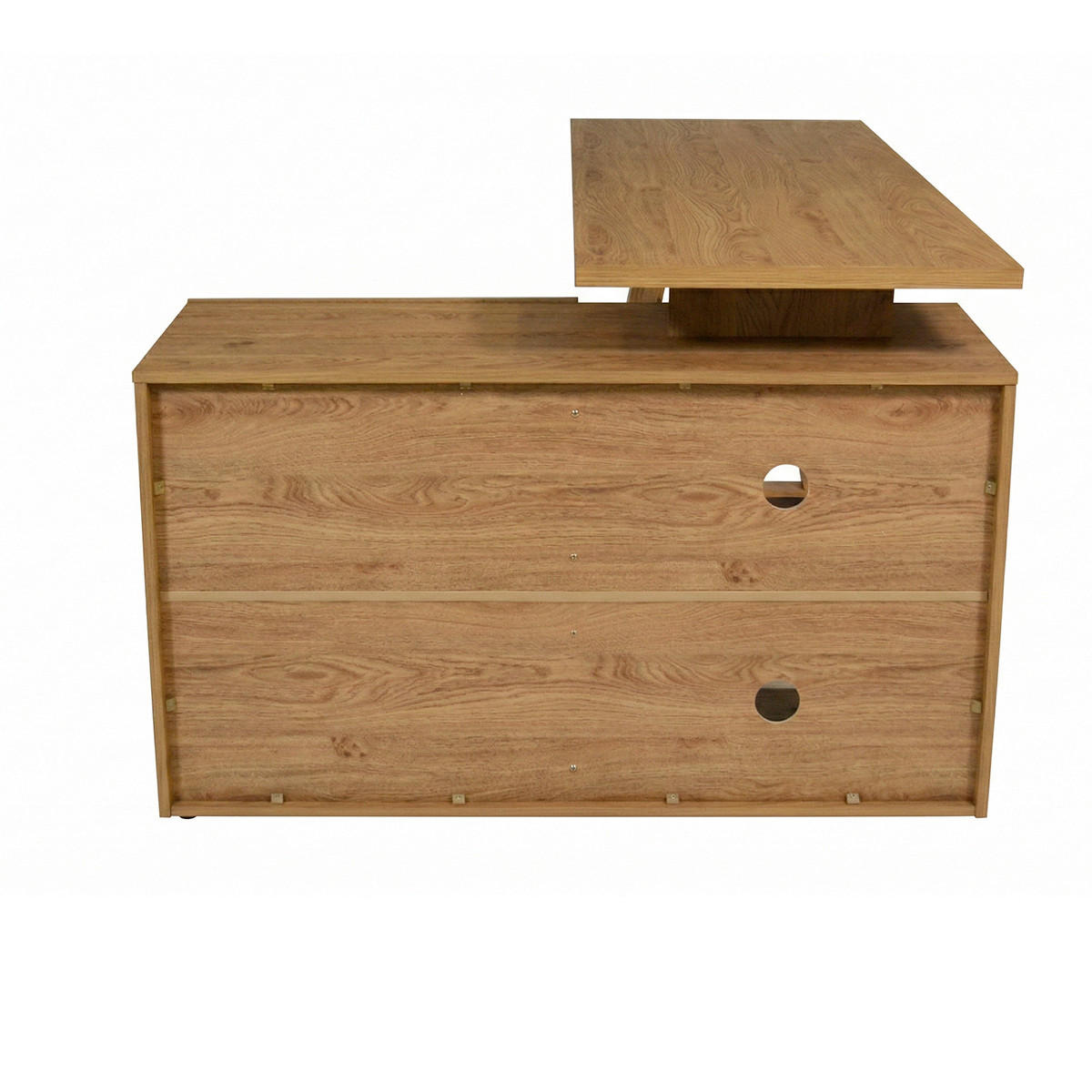 ECKSCHREIBTISCH 140/110/76 cm Eichefarben Stauraum, seitenverkehrt montierbar  - Eichefarben, Design, Holzwerkstoff (140/110/76cm) - MID.YOU