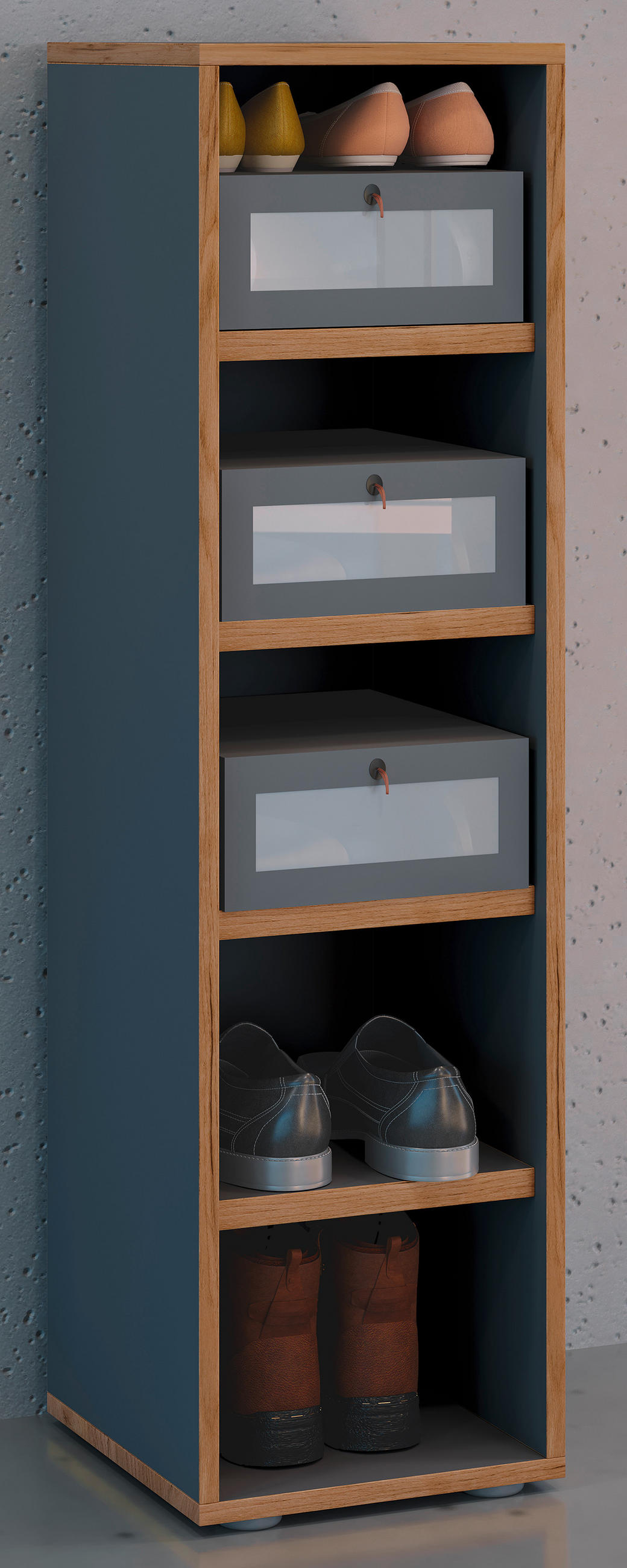 SCHUHREGAL 30/110/33 cm  - Honigeiche/Anthrazit, Design, Holzwerkstoff/Kunststoff (30/110/33cm) - MID.YOU