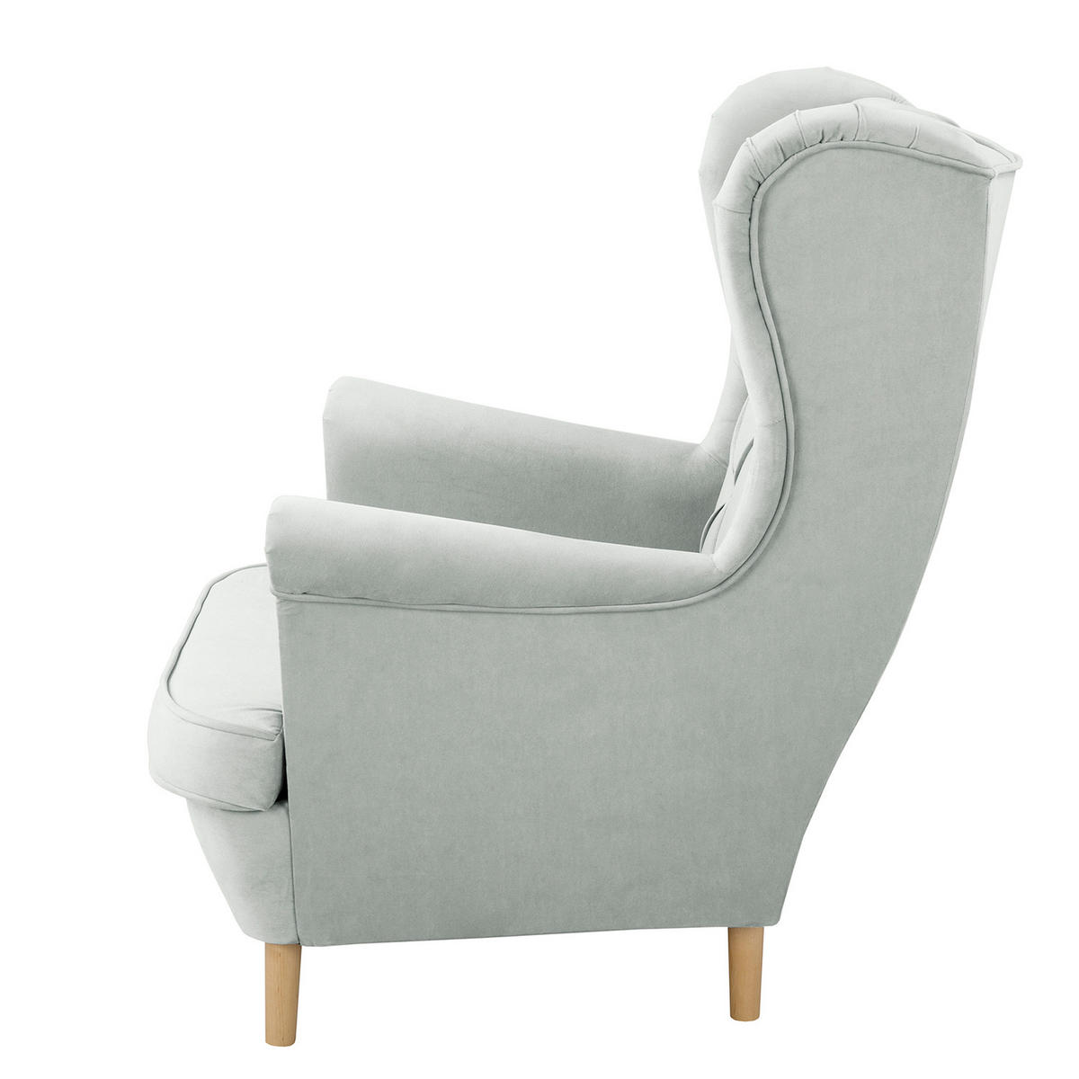OHRENSESSEL Samt Dunkelblau  - Naturfarben/Dunkelblau, Design, Holz/Textil (84/105/90cm) - P & B