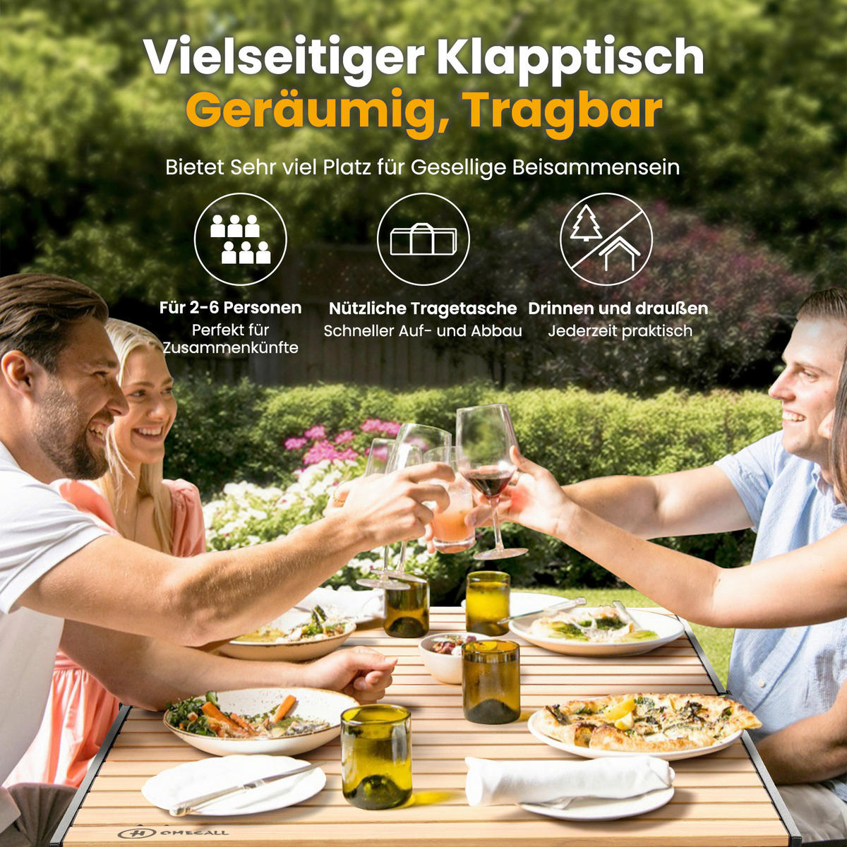 CAMPINGTISCH - Anthrazit/Birnbaumfarben, Basics, Metall (118/70/70cm) - Modante