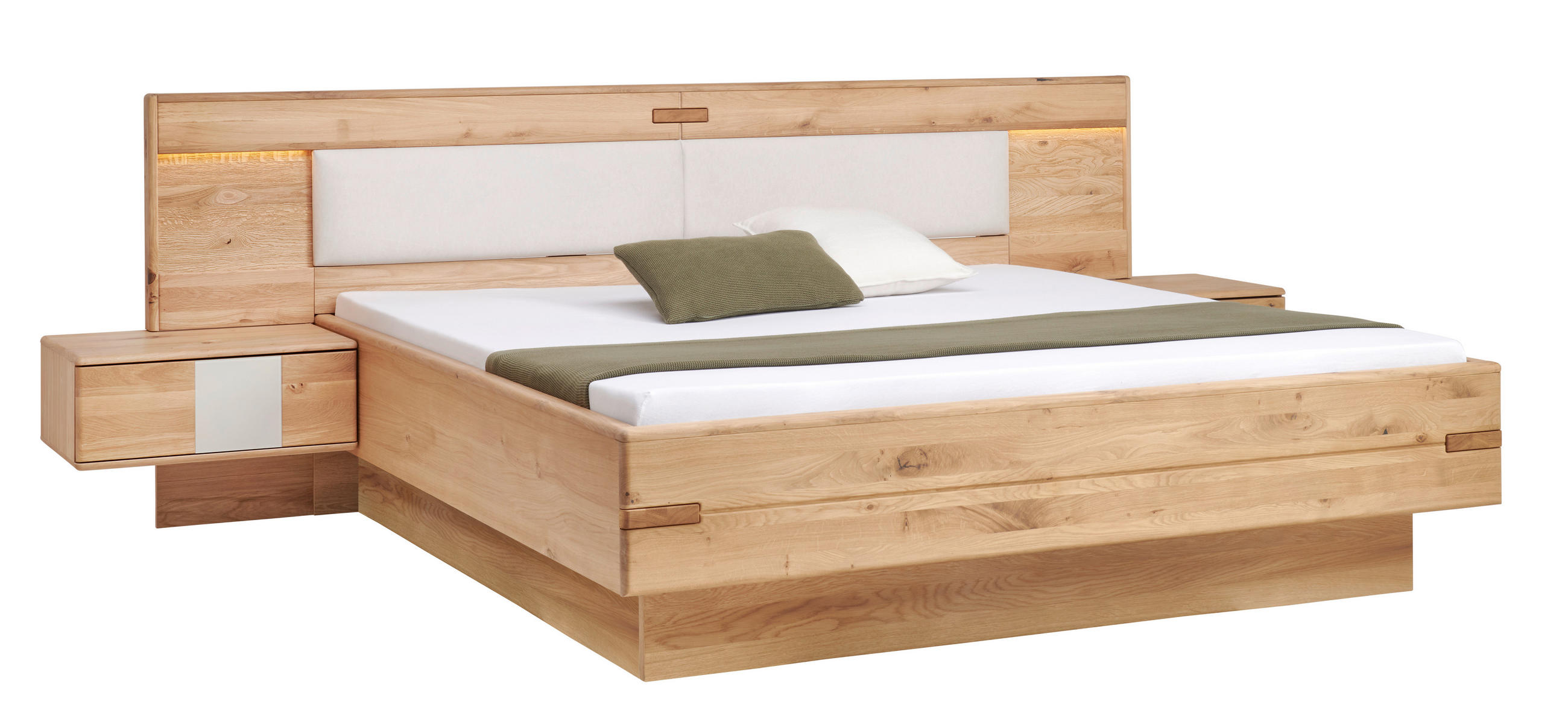 BETTANLAGE 180/200 cm  Kaschmir, Eiche Bianco   - Kaschmir/Eiche Bianco, Design, Glas/Holz (180/200cm) - Linea Natura