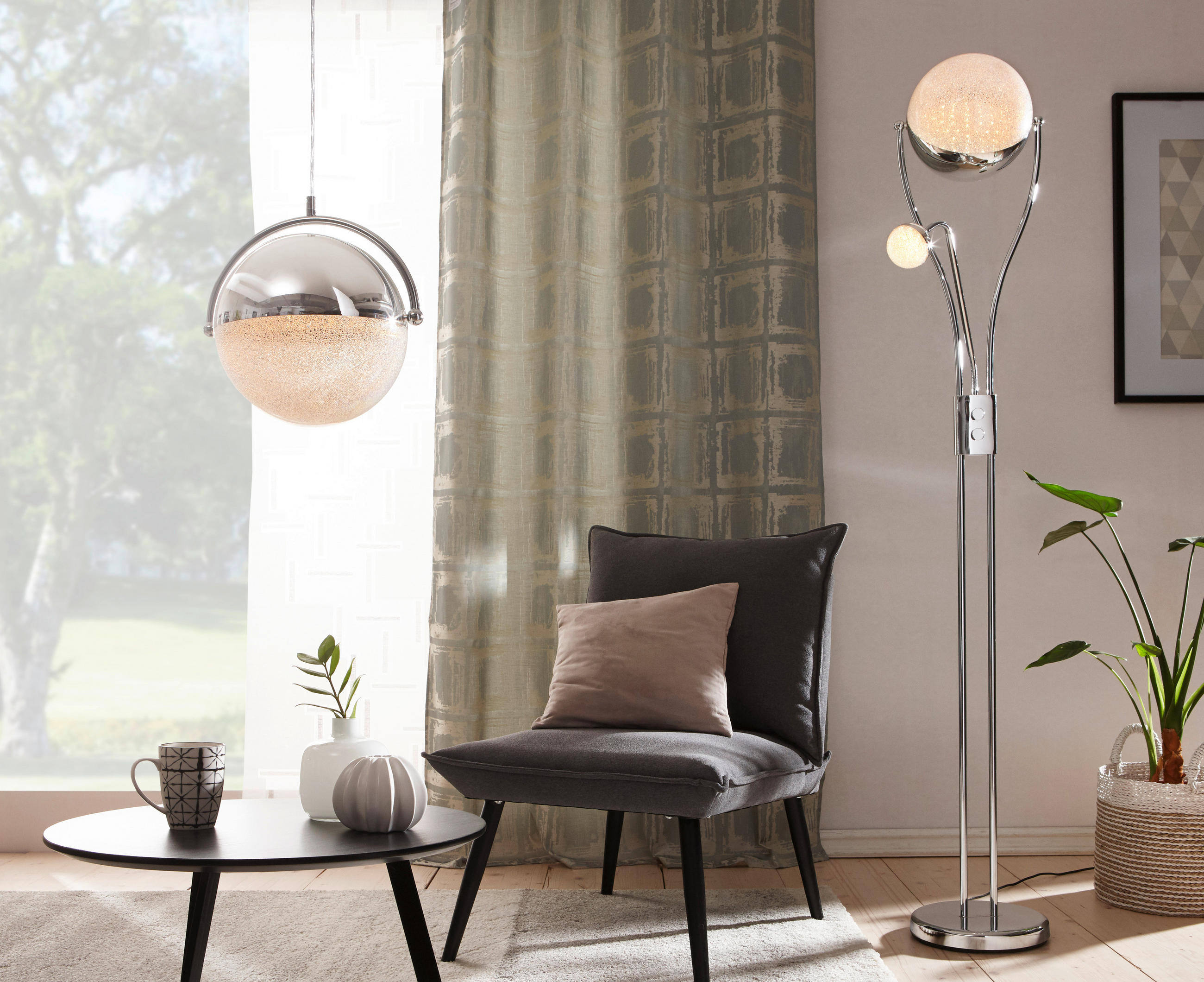 LED-GOLVLAMPA 30/180 cm    - kromfärg, Design, metall/plast (30/180cm) - Trio Leuchten