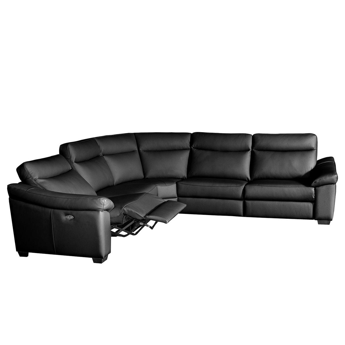 ECKSOFA Schwarz Echtleder  - Schwarz, Design, Leder/Holz (299/299cm) - Livetastic