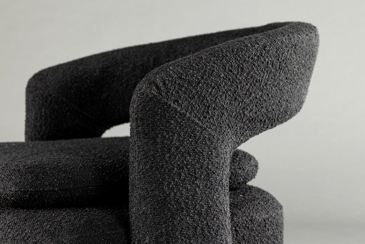 SESSEL in Bouclé Schwarz  - Schwarz, Design, Textil/Metall (69/75/72cm) - Livetastic