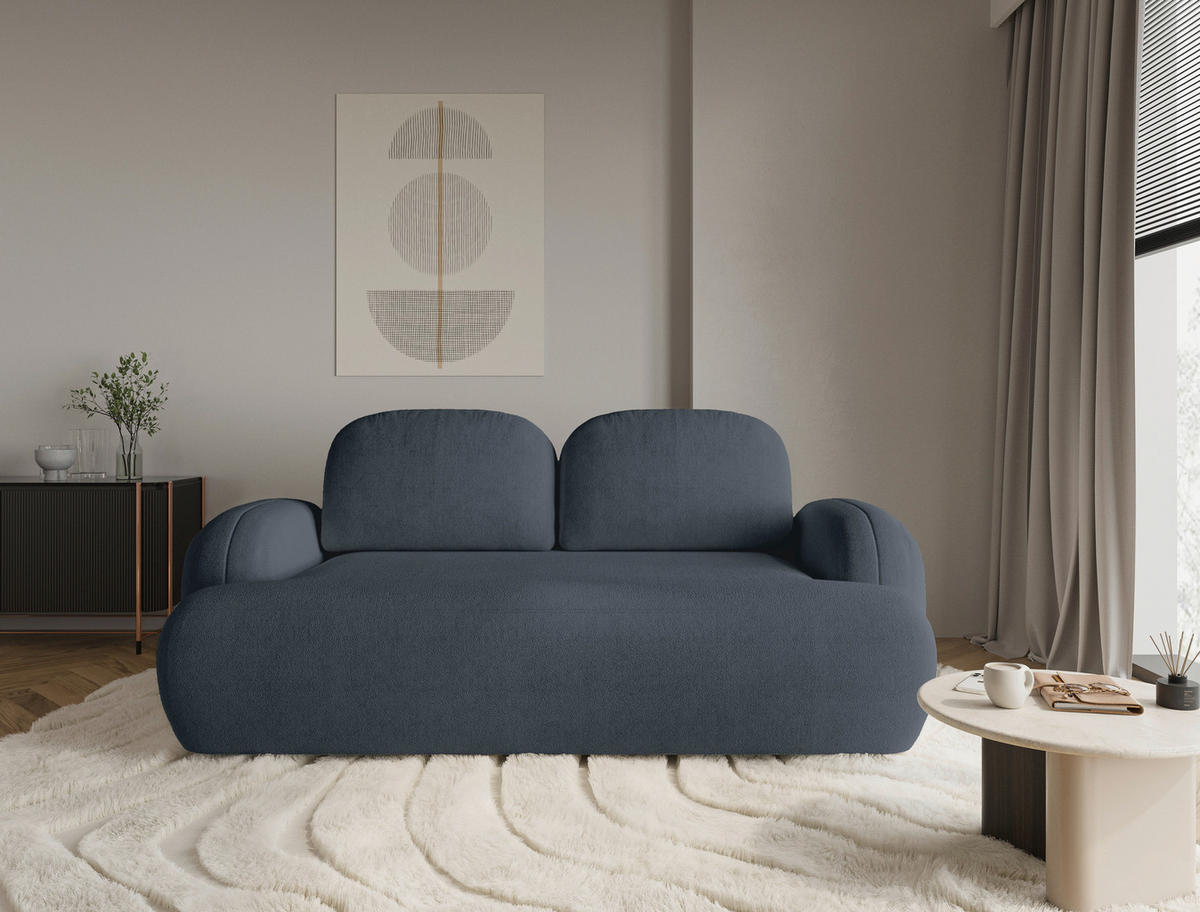 2-SITZER-SOFA Sevilla Plus Bouclé Blau  - Blau/Schwarz, Design, Kunststoff/Textil (210/92/110cm) - MID.YOU