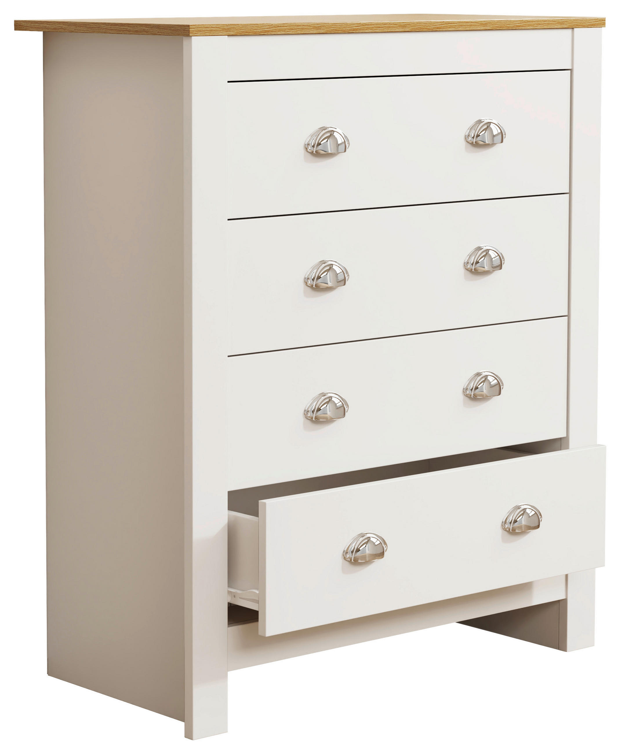 KOMMODE Balusa, 79/95/39,5 cm, 4 Schublade(n)  - Honigeiche/Silberfarben, LIFESTYLE, Holzwerkstoff/Metall (79/95/39,5cm) - MID.YOU