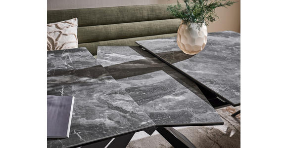 ESSTISCH in Metall, Glas, Keramik 180-230/76/95 cm - Schwarz/Grau, Design, Glas/Keramik (180-230/76/95cm) - Novel