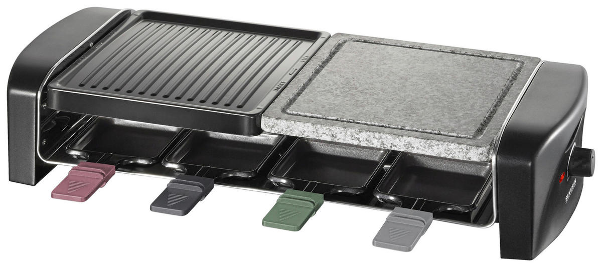 RACLETTE-GRILL SEVERIN RG 9645  - Schwarz, KONVENTIONELL, Kunststoff/Stein (54/11,5/38cm) - Severin