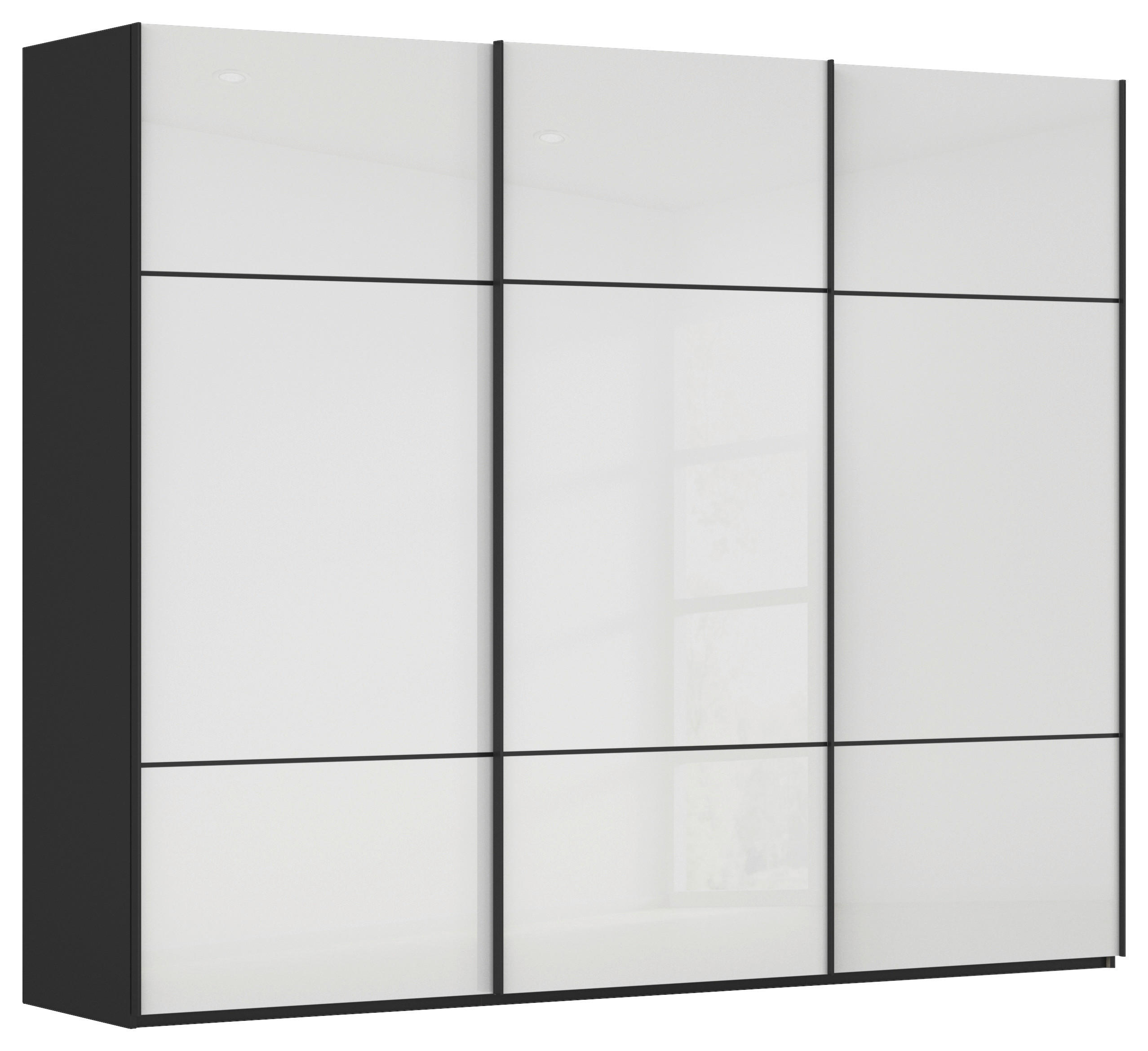 SCHWEBETÜRENSCHRANK Schwarz, Weiss  - Weiss/Schwarz, Konventionell, Glas/Holzwerkstoff (301/223/68cm) - Novel