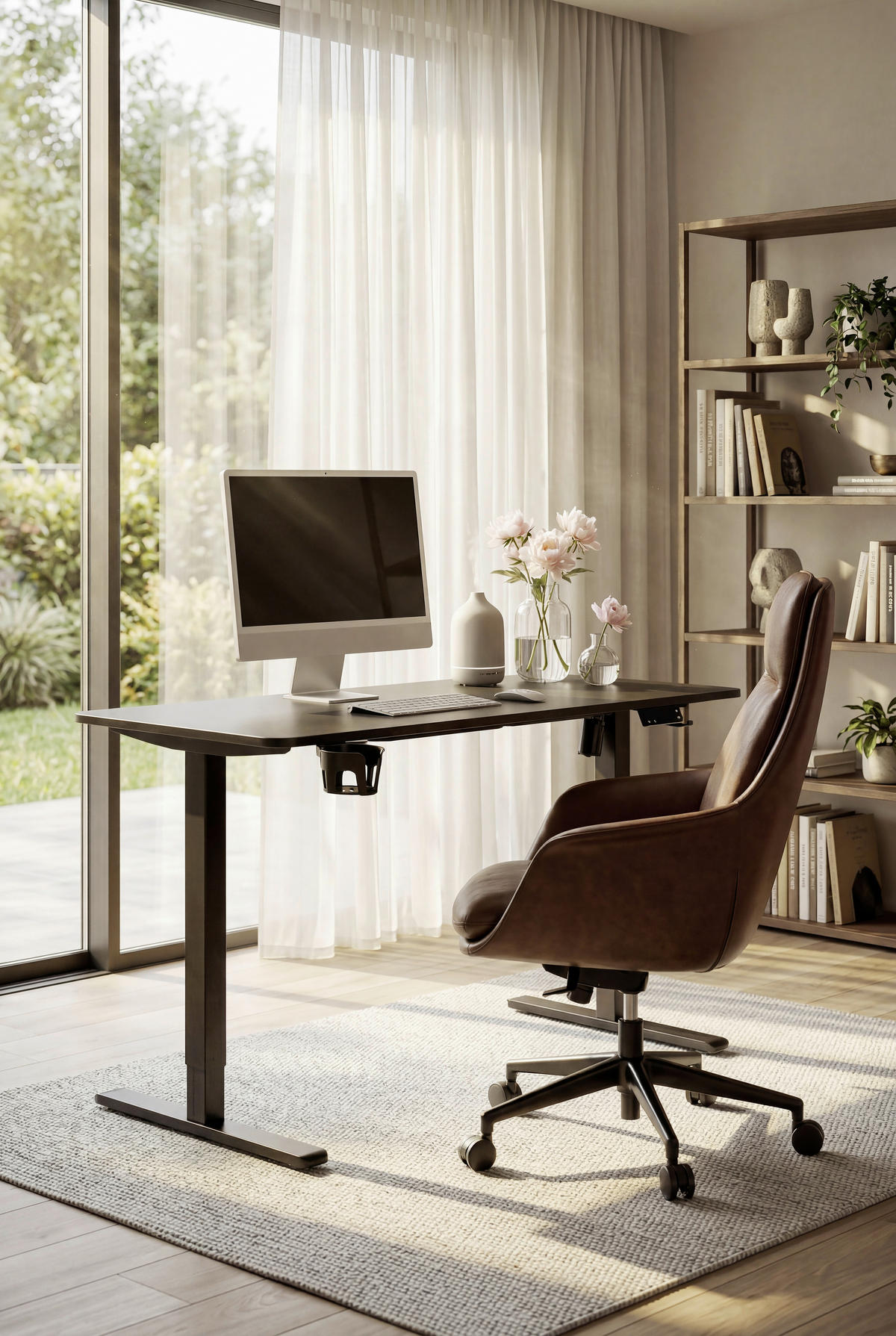 SCHREIBTISCH 120/60/70-115 cm Schwarz elektrisch höhenverstellbar  - Schwarz, MODERN, Holzwerkstoff/Kunststoff (120/60/70-115cm) - Livetastic