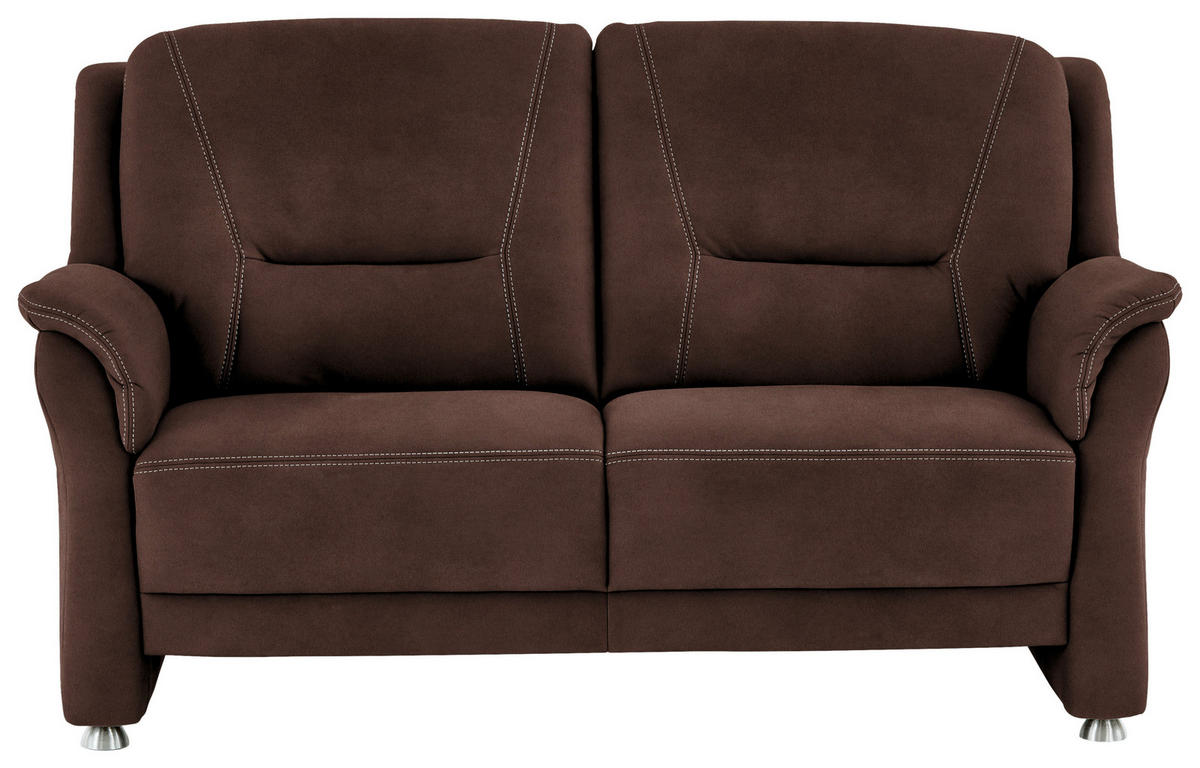 2,5-SITZER in Mikrofaser Braun  - Beige/Alufarben, Konventionell, Textil/Metall (172/100/89cm) - Beldomo Comfort