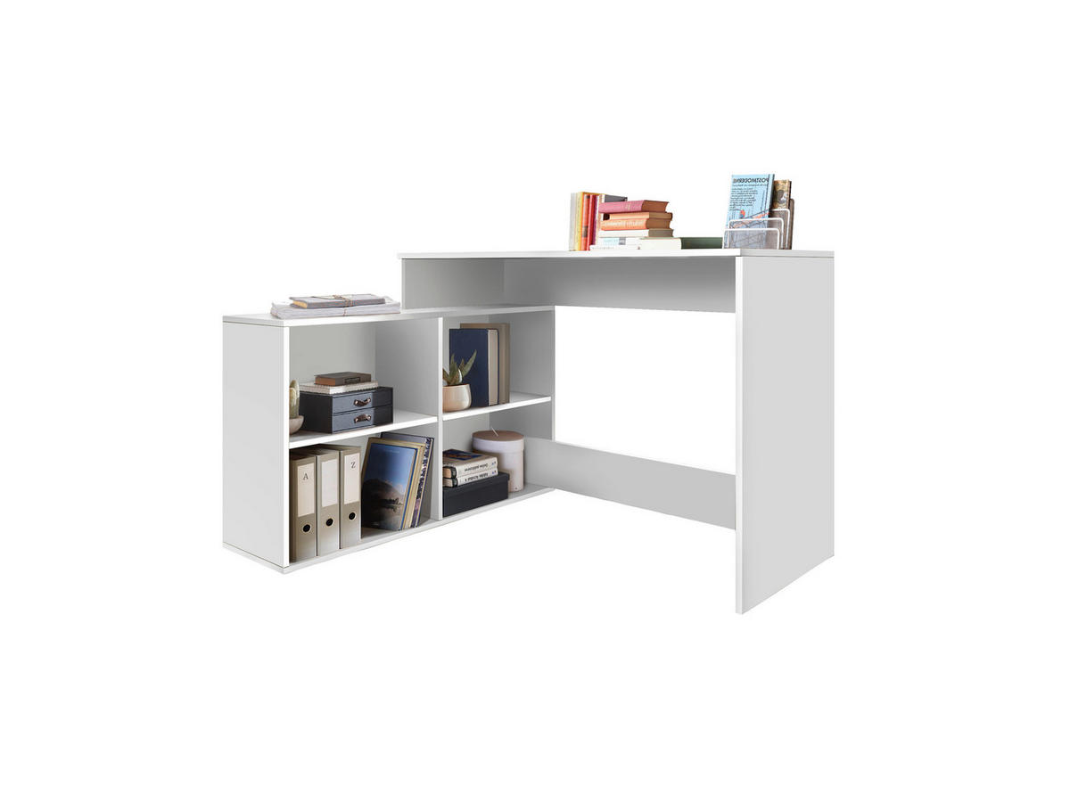 Masă De Birou Pe Colț, material pe bază de lemn - alb, Modern, material pe bază de lemn (120/77/50/100cm) - Boxxx