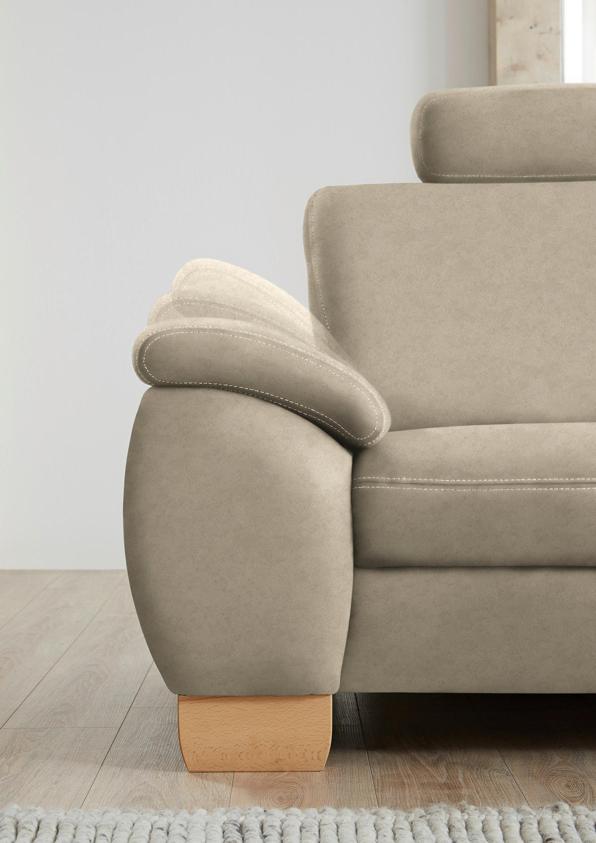 ECKSOFA in Mikrofaser Naturfarben  - Wildeiche/Beige, Natur, Holz/Textil (286/236cm) - Voleo