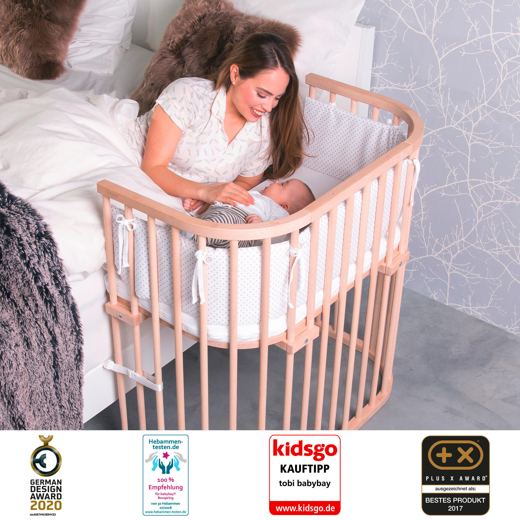BEISTELLBETT 96/54/96,50 cm  - Naturfarben, Basics, Holz (96/54/96,50cm) - Babybay