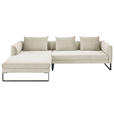 ECKSOFA in Cord Creme  178/284 cm  - Creme/Schwarz, KONVENTIONELL, Textil/Metall (178/284cm) - Hom`in