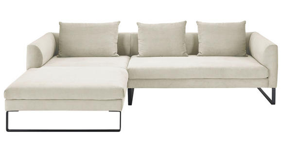 ECKSOFA in Cord Creme  178/284 cm  - Creme/Schwarz, KONVENTIONELL, Textil/Metall (178/284cm) - Hom`in