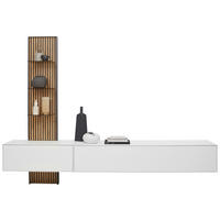 WOHNWAND  in Weiss, Eichefarben 288/220/44 cm  - Weiss/Eichefarben, Design, Glas/Holz (288/220/44cm) - Johann Jakob