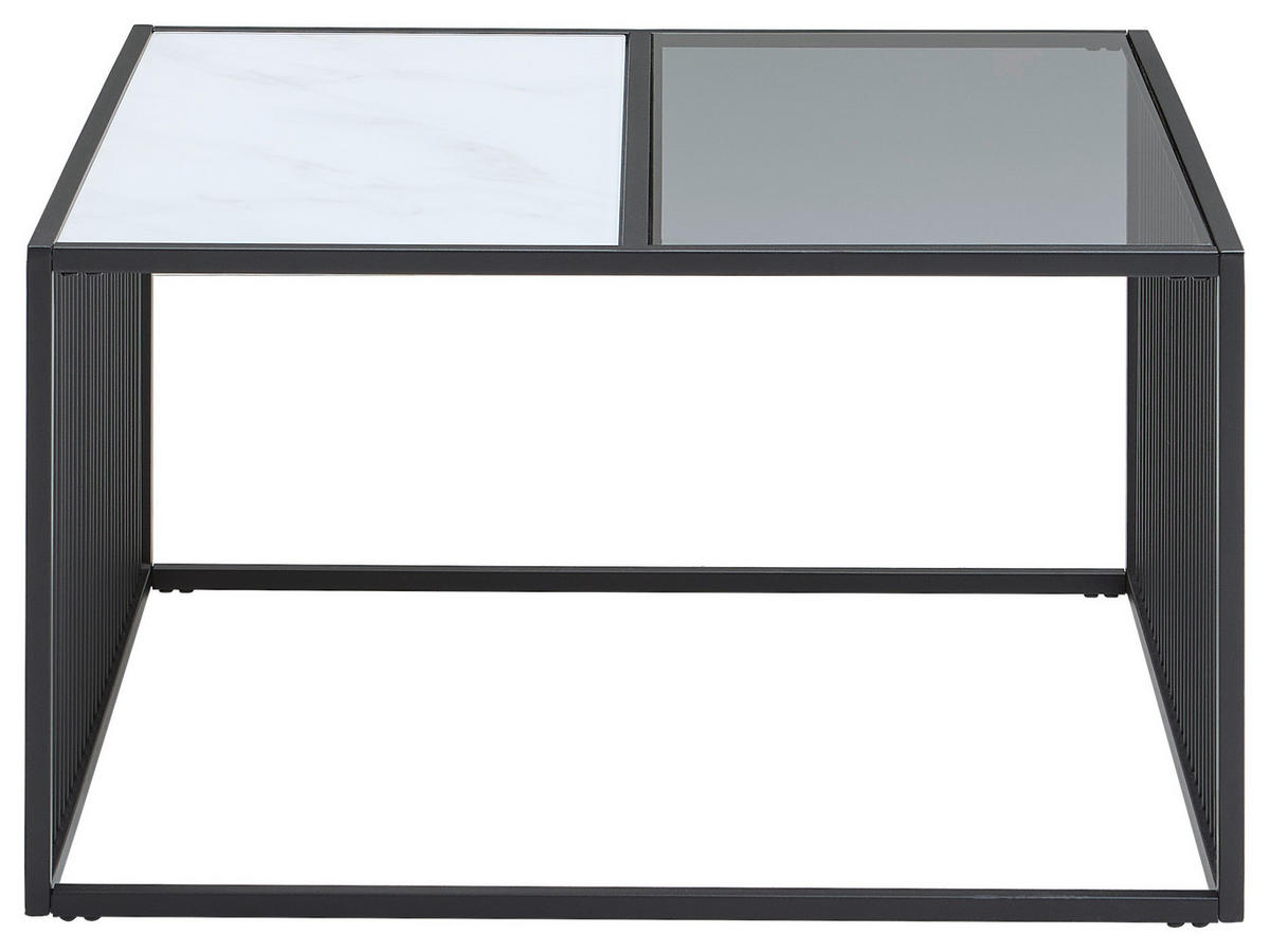 COUCHTISCH Rauchglas, Kristallglas 75/75/42 cm rechteckig Grau, Schwarz, Weiß  - Schwarz/Weiß, Design, Glas/Metall (75/75/42cm) - Livetastic