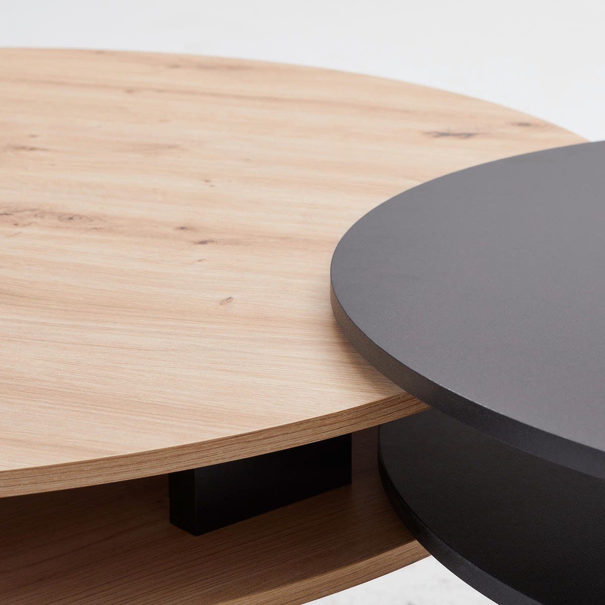 Set Măsuțe De Cafea din material pe bază de lemn, 90/90/51 cm - stejar sălbatic/negru, Basics, material pe bază de lemn (90/90/51cm) - P & B