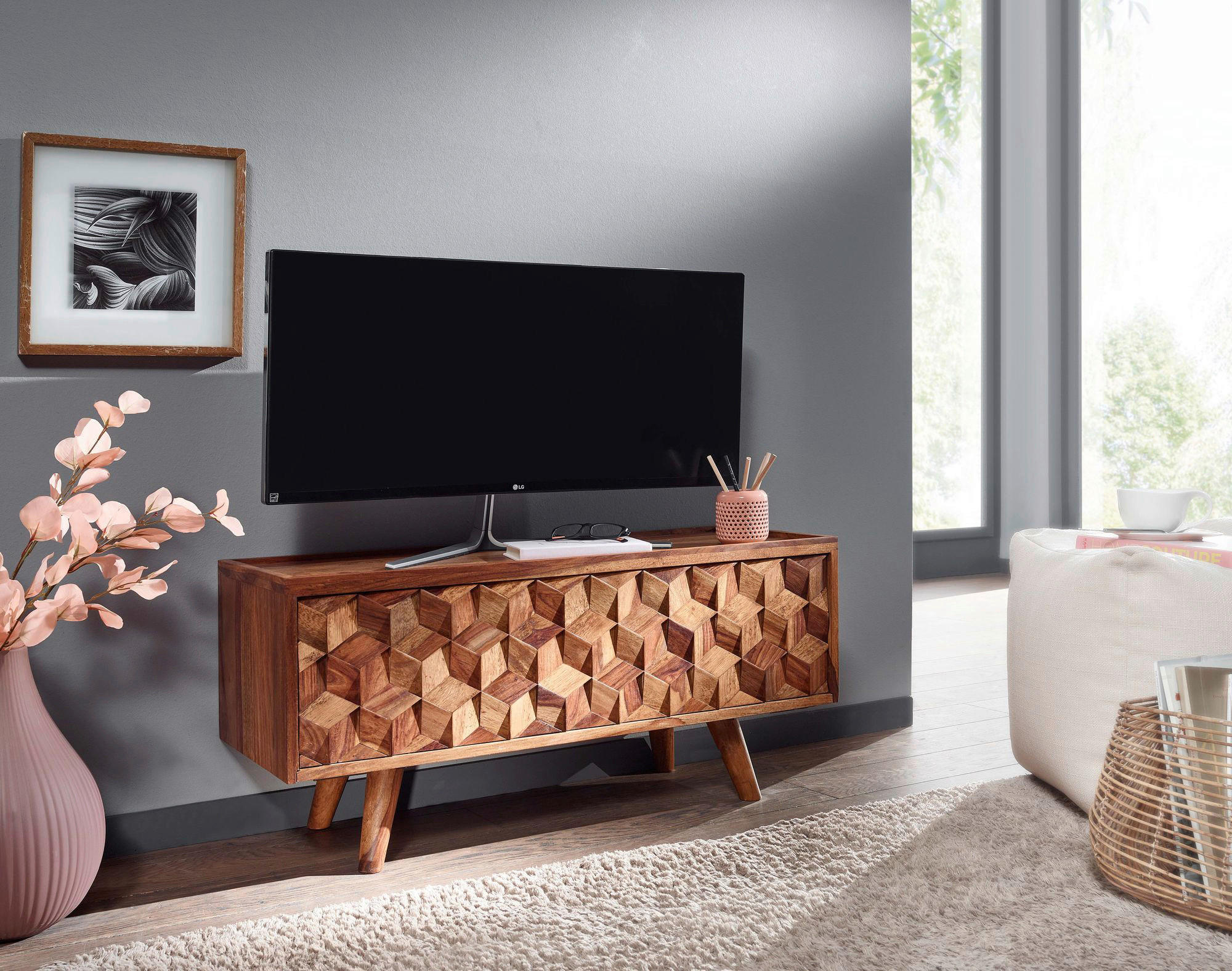 TV-BÄNK  i 92/44/35 cm  - sheshamfärgad, Modern, trä (92/44/35cm) - MID.YOU