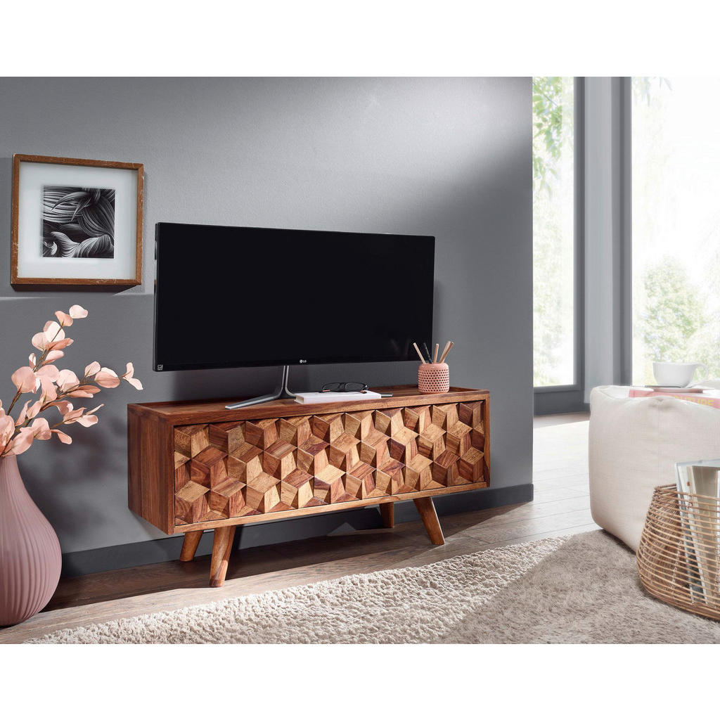 Thumbnail - Mid.you Lowboard, Sheesham, Holz, Sheesham, massiv, 92x44x35 cm, stehend, handgemacht, Wohnzimmer, Wohnwände, Lowboards