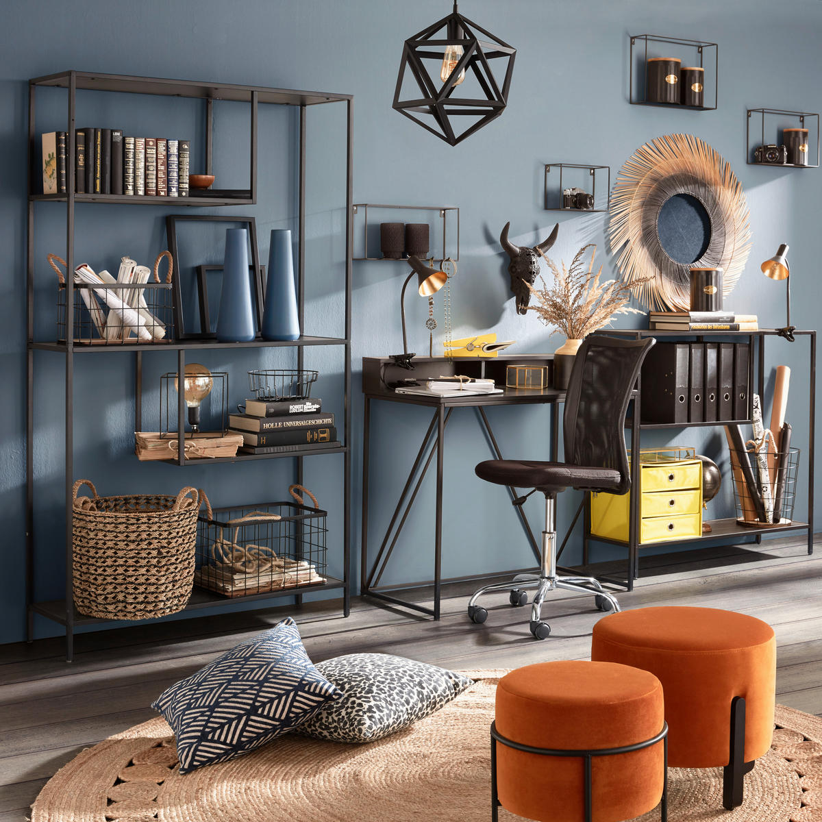 SKRIVBORD 91/50/87 cm  i svart  - svart, Modern, metall/trämaterial (91/50/87cm) - Best Price