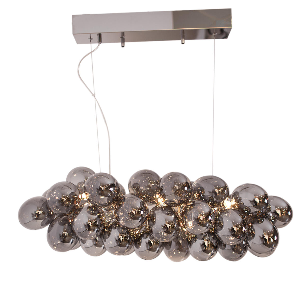 HÄNGELEUCHTE Gross 80/36/143 cm   - Chromfarben/Grau, Design, Glas/Metall (80/36/143cm) - By Rydéns