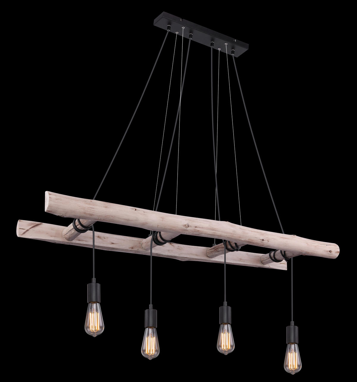 HÄNGELEUCHTE Rustic 115/30/192 cm   - Schwarz/Naturfarben, Design, Holz/Metall (115/30/192cm) - Marama