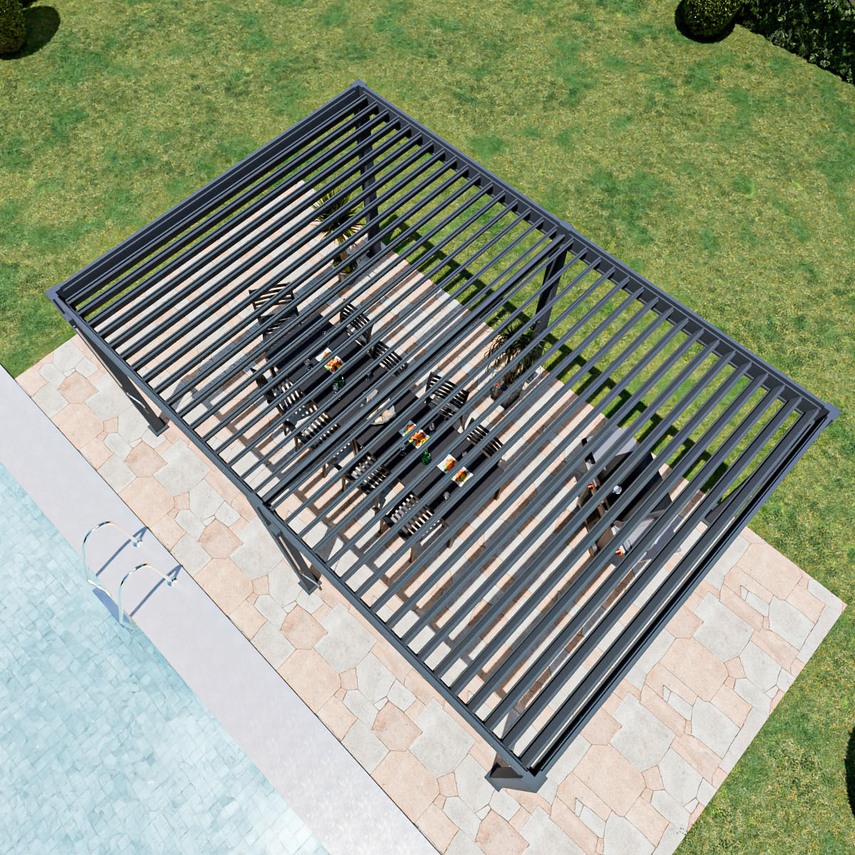 PERGOLA 360/530/255 cm   - Anthrazit, Basics, Metall (360/530/255cm) - Gardenson