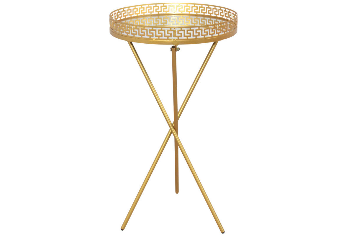 BEISTELLTISCH 40/40/71 cm Goldfarben rund  - Goldfarben, Design, Glas/Metall (40/40/71cm) - MID.YOU