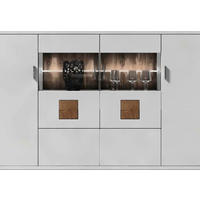 HIGHBOARD Weiss, Eichefarben, Weiss Hochglanz  180/124,6/37,4 cm  - Weiss Hochglanz/Weiss, Design, Glas/Holzwerkstoff (180/124,6/37,4cm) - Xora