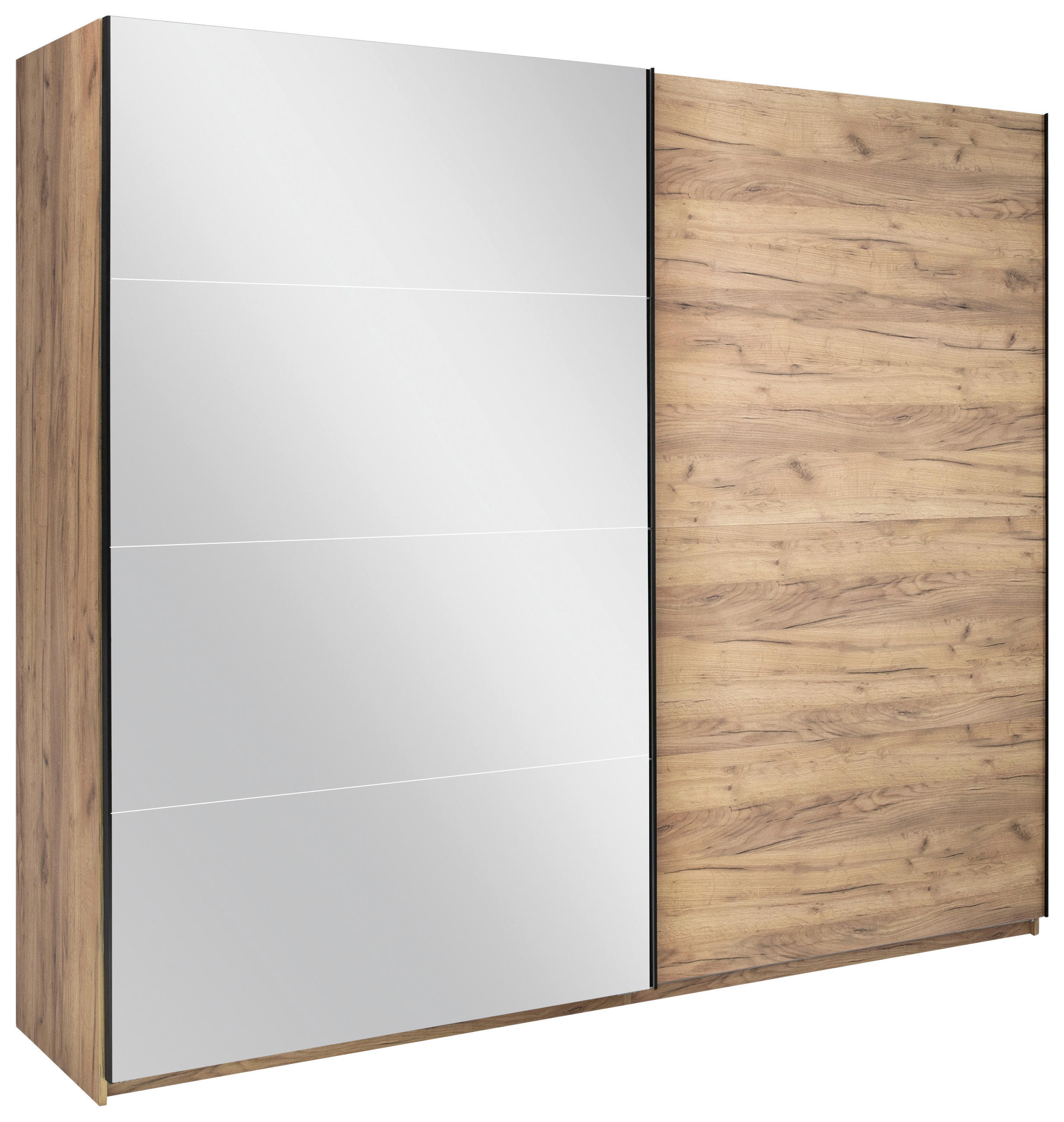 SCHIEBETÜRENSCHRANK 250/210/62 cm 2-türig Eichefarben  - Eichefarben/Schwarz, MODERN, Holzwerkstoff/Metall (250/210/62cm) - MID.YOU